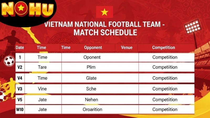 Lịch thi đấu của tuyển Việt Nam trong tháng này